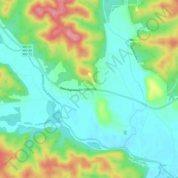 Topografische Karte Lesterville, Höhe, Relief
