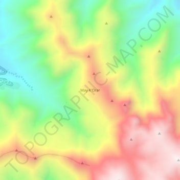 Topografische Karte May K'Orar, Höhe, Relief
