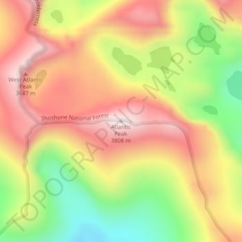 Topografische Karte Atlantic Peak, Höhe, Relief