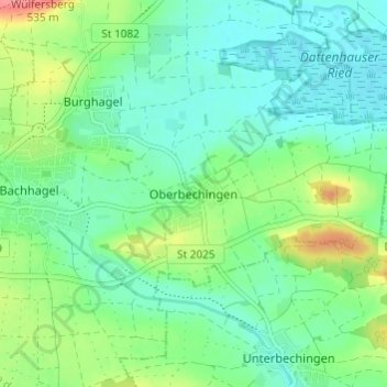Topografische Karte Oberbechingen, Höhe, Relief