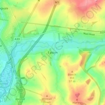 Topografische Karte Easton, Höhe, Relief