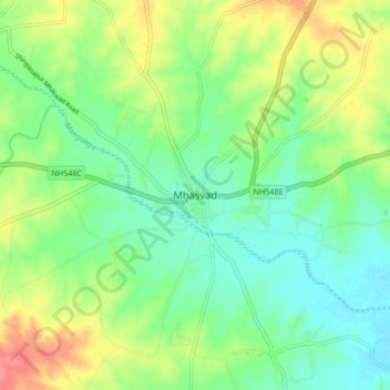 Topografische Karte Mhasvad, Höhe, Relief