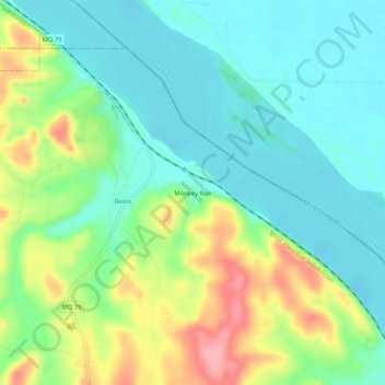 Topografische Karte Monkey Run, Höhe, Relief