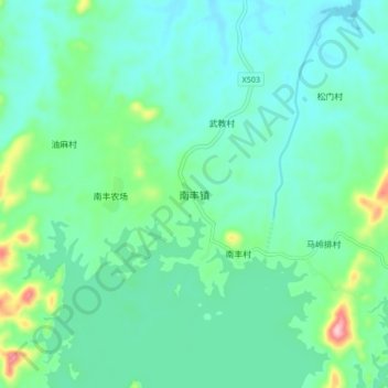 Topografische Karte 南丰镇, Höhe, Relief
