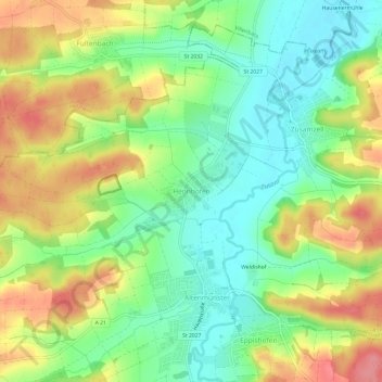 Topografische Karte Hennhofen, Höhe, Relief