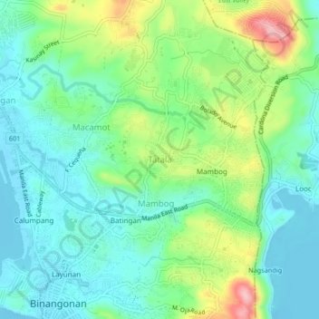 Topografische Karte Tatala, Höhe, Relief