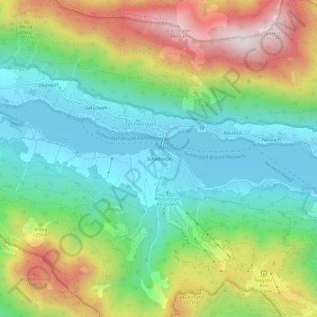 Topografische Karte Schattseite, Höhe, Relief