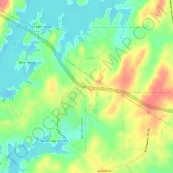 Topografische Karte Midway, Höhe, Relief