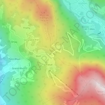 Topografische Karte Col de Joux, Höhe, Relief