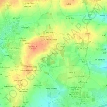 Topografische Karte La Varenne, Höhe, Relief