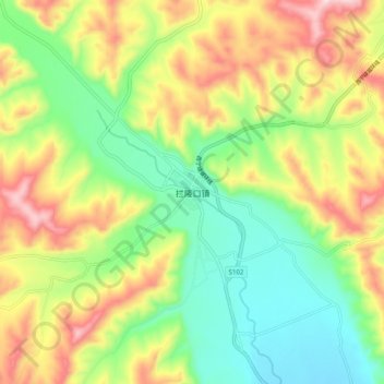 Topografische Karte 拦隆口镇, Höhe, Relief