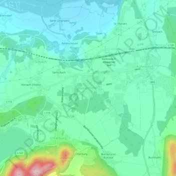 Topografische Karte Wasserhofen, Höhe, Relief