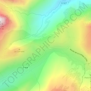 Topografische Karte Col du Glandon, Höhe, Relief