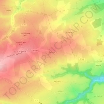 Topografische Karte Palières, Höhe, Relief