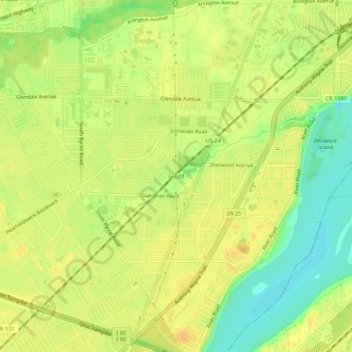 Topografische Karte Gould, Höhe, Relief