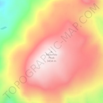 Topografische Karte Redondo Peak, Höhe, Relief