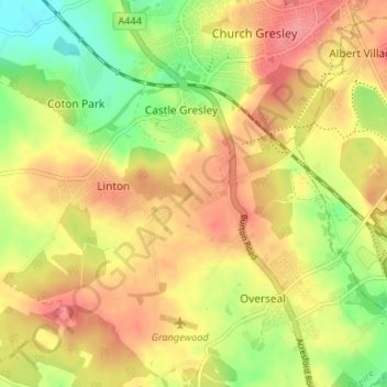 Topografische Karte Linton Heath, Höhe, Relief
