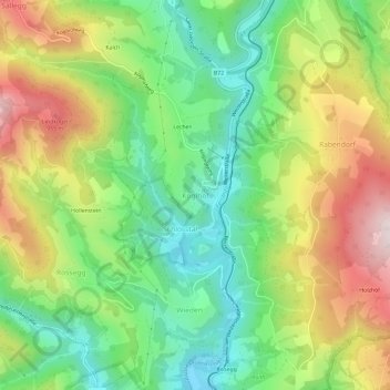 Topografische Karte Koglhof, Höhe, Relief