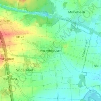 Topografische Karte Meckenhausen, Höhe, Relief