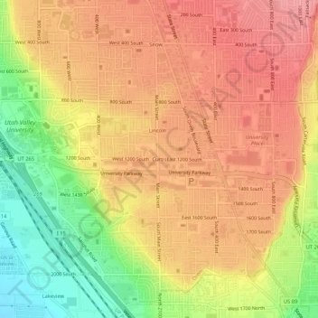 Topografische Karte Curtis, Höhe, Relief