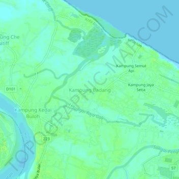 Topografische Karte Kampung Badang, Höhe, Relief