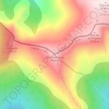Topografische Karte Cebollera, Höhe, Relief