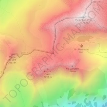 Topografische Karte Pass Lunghin, Höhe, Relief