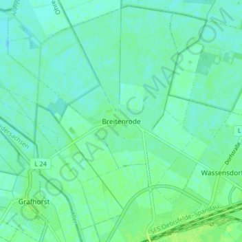 Topografische Karte Breitenrode, Höhe, Relief