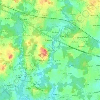Topografische Karte Saint-Symphorien, Höhe, Relief