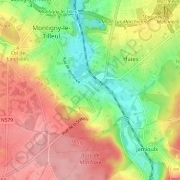 Topografische Karte Bomerée, Höhe, Relief