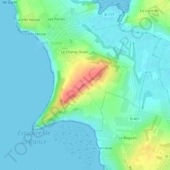 Topografische Karte Mont Garrot, Höhe, Relief