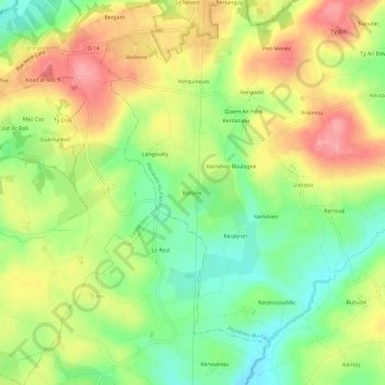 Topografische Karte Bellanic, Höhe, Relief