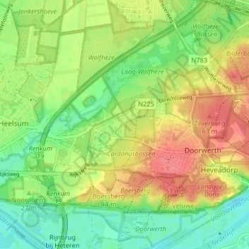 Topografische Karte Kievitsdel, Höhe, Relief