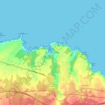 Topografische Karte Viavélez, Höhe, Relief