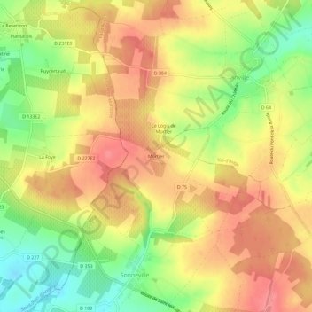 Topografische Karte Mortier, Höhe, Relief