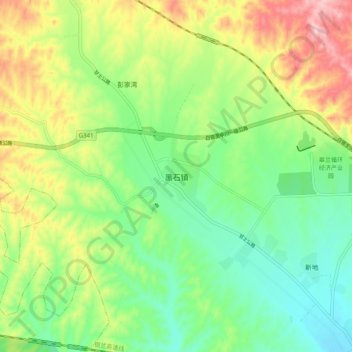 Topografische Karte 黑石镇, Höhe, Relief