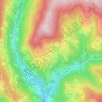 Topografische Karte Zosen, Höhe, Relief