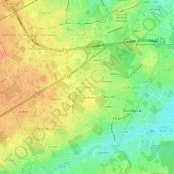 Topografische Karte Pichey, Höhe, Relief