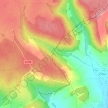 Topografische Karte Les Tournières, Höhe, Relief
