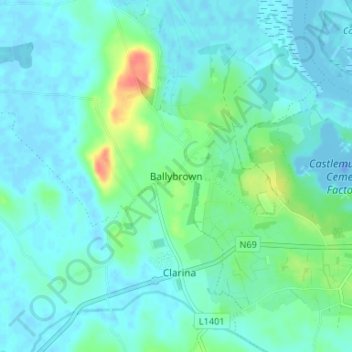 Topografische Karte Ballybrown, Höhe, Relief