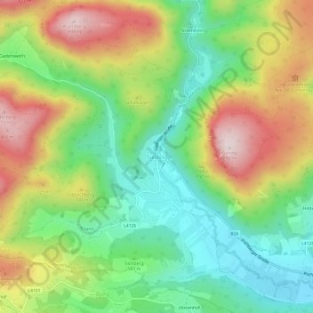 Topografische Karte Sieding, Höhe, Relief