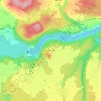 Topografische Karte Humtschach, Höhe, Relief
