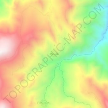 Topografische Karte Milluni, Höhe, Relief