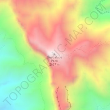 Topografische Karte Guadalupe Peak, Höhe, Relief