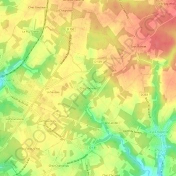 Topografische Karte Chez Thoreau, Höhe, Relief