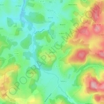 Topografische Karte Gouvault, Höhe, Relief