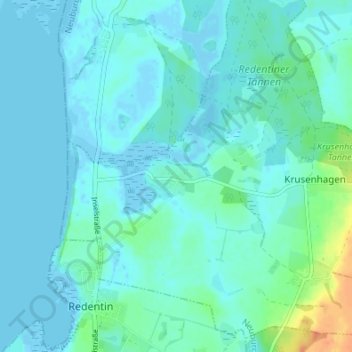 Topografische Karte Hof Redentin, Höhe, Relief