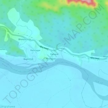 Topografische Karte Damara, Höhe, Relief