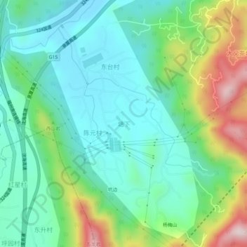 Topografische Karte 塘下, Höhe, Relief