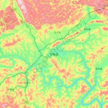 Topografische Karte 罗甸县, Höhe, Relief
